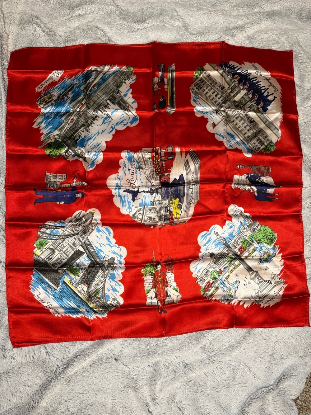 Souvenir London Landmarks - Vintage Scarf Acetate Satin